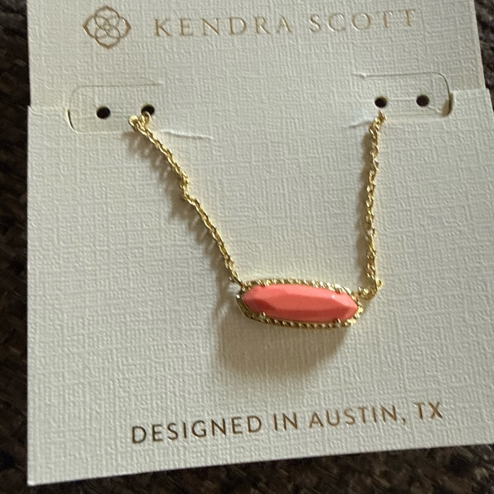 Kendra Scott Gold Chain Necklace with Coral Pink Stone